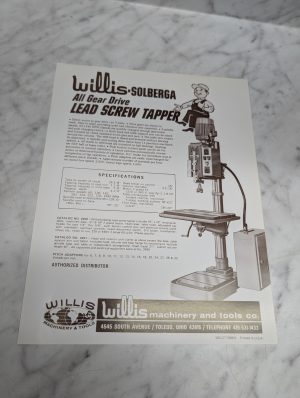 Willis Solberga Lead Screw Tapper Catalog No 2450 2451 Specifications Brochure