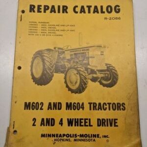 Mm M602 M604 Tractor Repair Catalog Parts Book Minneapolis Moline R-2086 Oem
