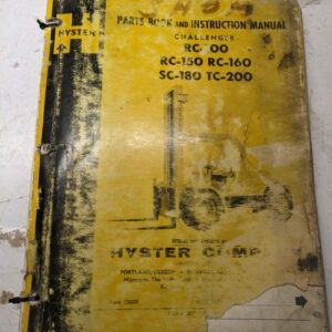 Hyster Forklift Parts List Instruction Manual Rc-100 Rc-150 Rc-160 Sc-180 Tc-200