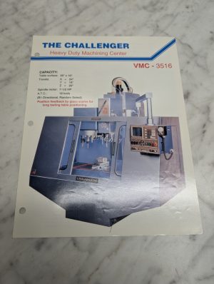 The Challenger Vmc 3516 Heavy Duty Machining Center Capacity Table Brochure