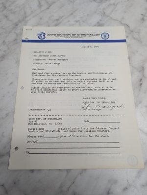 Arps Price List 1975 Johnson Work-Horse Products For Jacobsen Compact Tractor