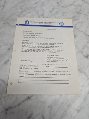 Arps Price List 1975 National Loader & Backhoe S550G S650G Sales Brochure