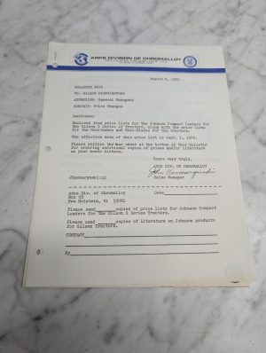 Arps Price List 1975 Johnson Work-Horse Products For Gilson Compact Tractor