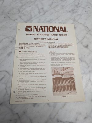 National Nar250 Rake Series Form 375 Owner’S Manual Operators