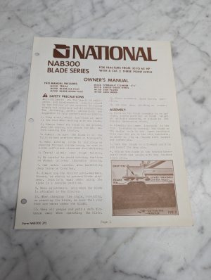 National Nab300 Blade Series Owner'S Manual Operators Maintenance Guide