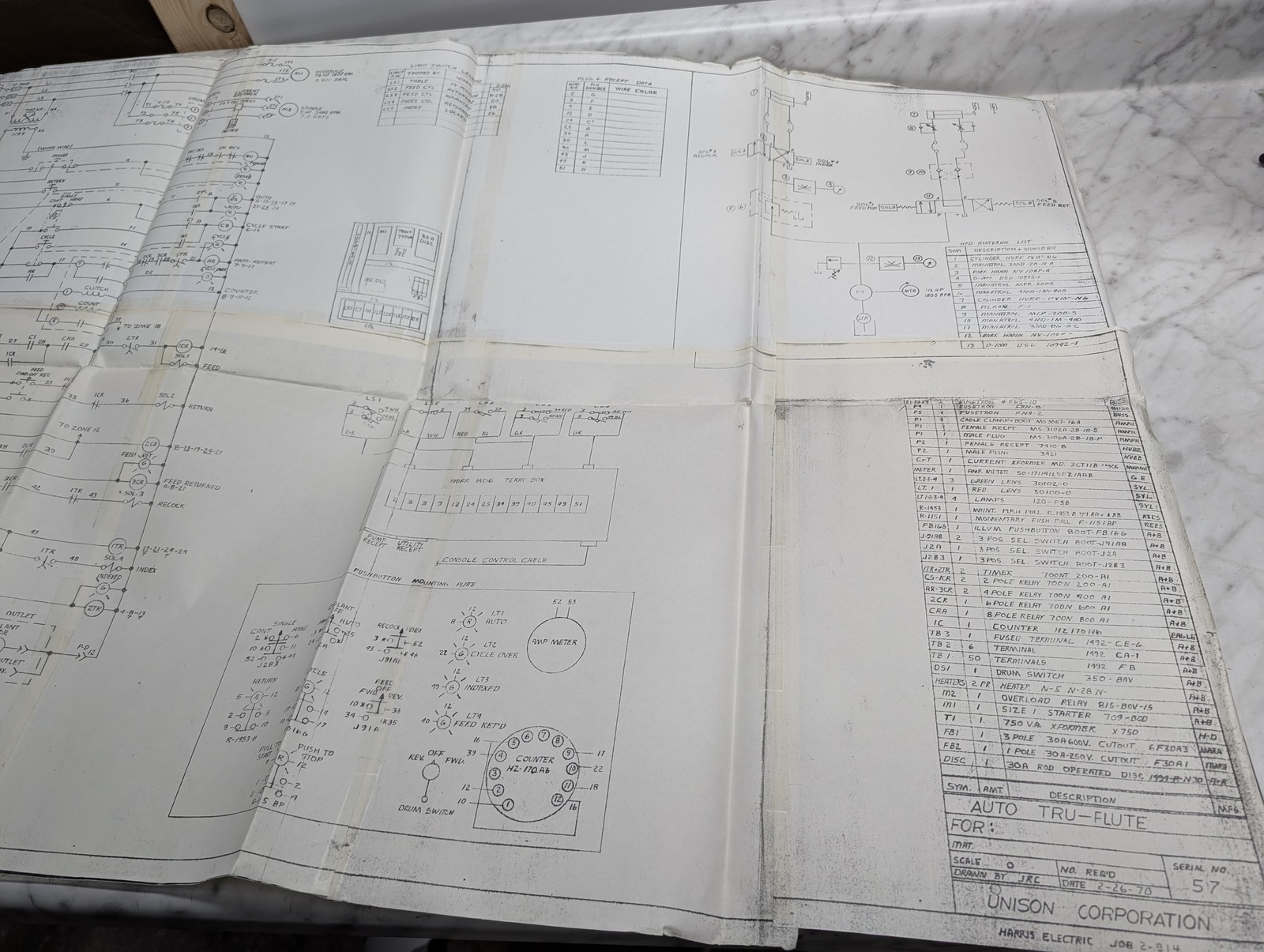 White Unison Auto Tru Flute Harris Electric Job 2-914 1970 Electrical Diagram