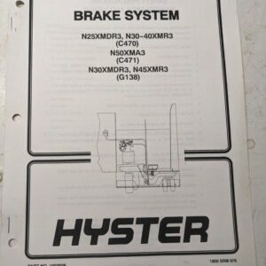 Hyster Service Manual Brake System N25Xmdr3 N30-40Xmr3 N50Xma3 Fork Lift 2001