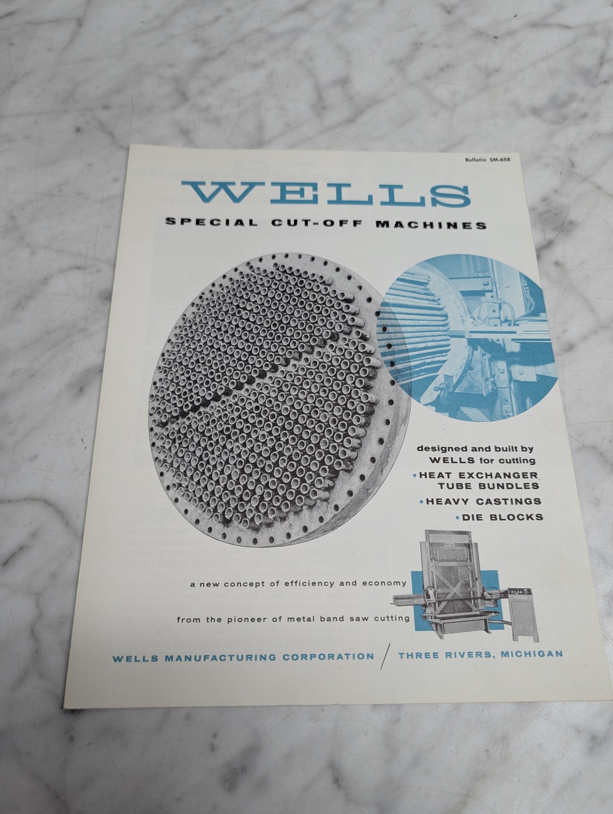 Wells Special Cut Off Machines Bulletin Sm-658 Sales Brochure Catalog Literature