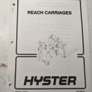 Hyster Service Manual Fork Lift Truck Reach Carriages 1503619 2001 Shop Book