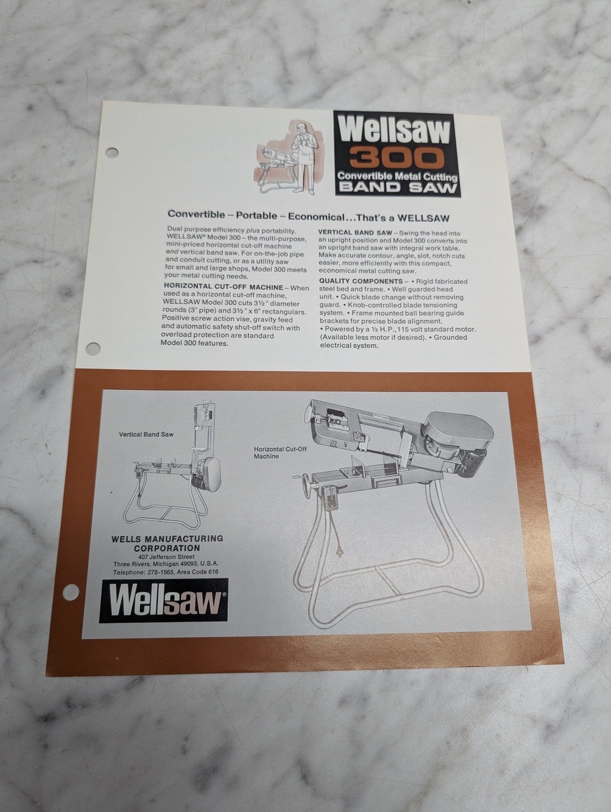 Wellsaw 300 Convertible Metal Cutting Band Saw Model Horizontal Cut Off Machine