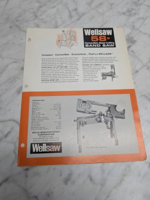 Wellsaw 58 B Convertible Metal Cutting Band Saw Horizontal Cut Off Machine Sales