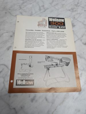 Wellsaw 300 Convertible Metal Cutting Band Saw Vertical Horizontal Sales Sheet