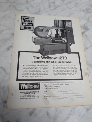 Wellsaw 1270 Sales Brochure Catalog Literature Specs Features Info Sales Sheet