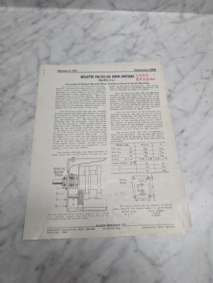 Allen-Bradley 350-353-365 Drum Switches Instruction Sheet 350-800 1951 Honite