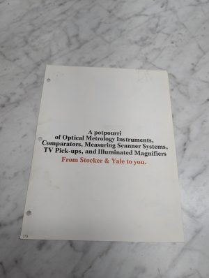 Stocker Yale A Potpourri Optical Metrology Instruments Comparators Measuring Sca