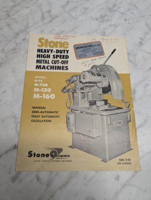 Stone M 75 750 120 160 Metal Cut Off Machines Sales Brochure Information
