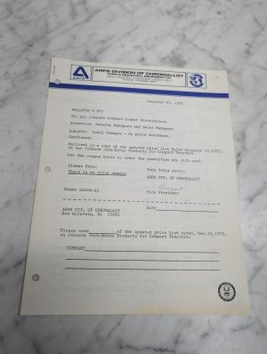 Arps Bulletin 643 Johnson Compact Loader Distributors Model Changes 1975