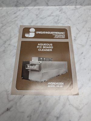 Unique Industries Hydro Kleen Model Hk 85 Aqueous Board Cleaner Sales Brochure