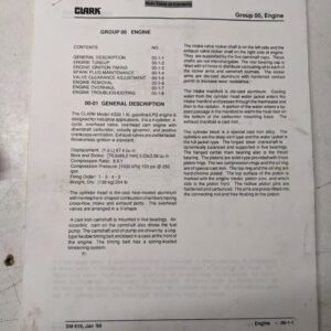 Clark Fork Lift Engine Manual 4G32 1.6L Service Repair Overhaul 1998 Sm 619