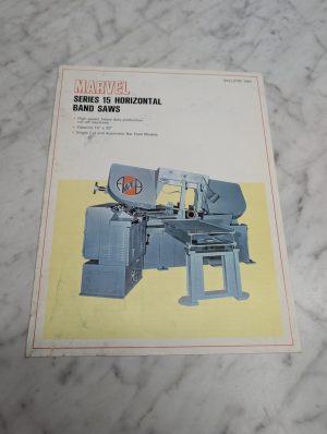 Marvel Series 15 Horizontal Band Saws Bulletin 1567 Sales Brochure
