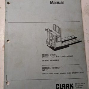 Clark Fork Lift Service Parts List Book Manual Wp40 Wp-7 8163 And Above 1994