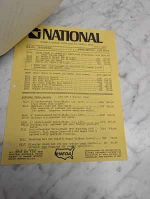 National S550G Loader Backhoe Price List Parts Sales Catalog Reference 1976