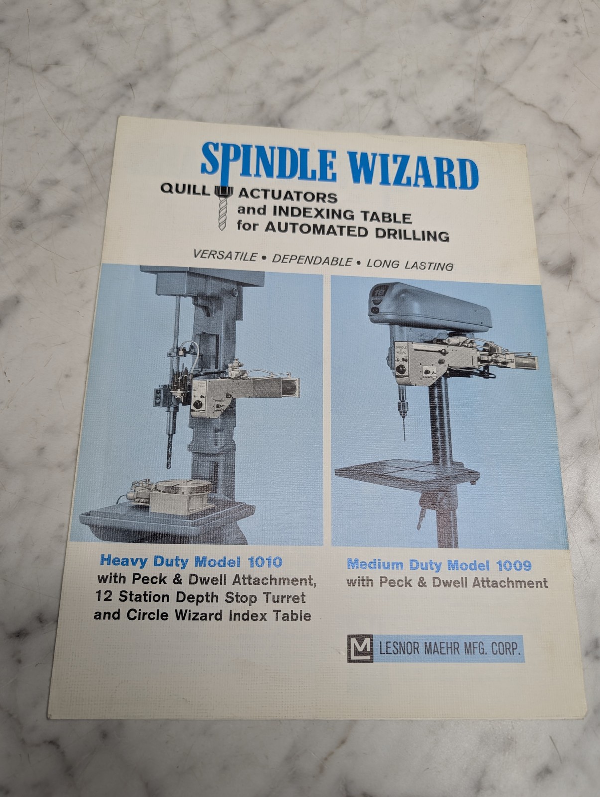 Lesnor Maehr Mfg Spindle Wizard Quill Actuators Indexing Table Sales Brochure