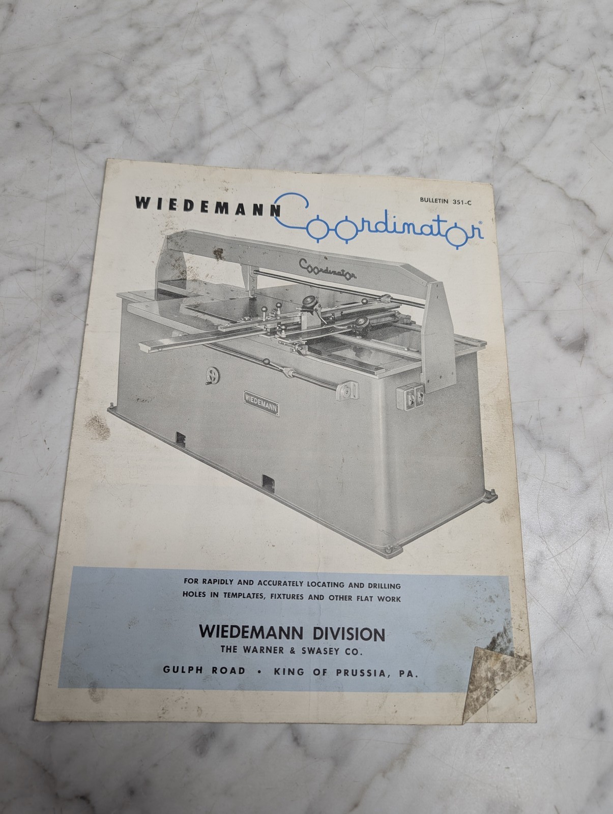 Wiedemann Coordinator Bulletin 351-C Sales Brochure Literature