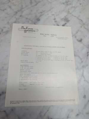 Mackenzie Machinery Weidemann 40 Ton 26 Station Turret Punch Press