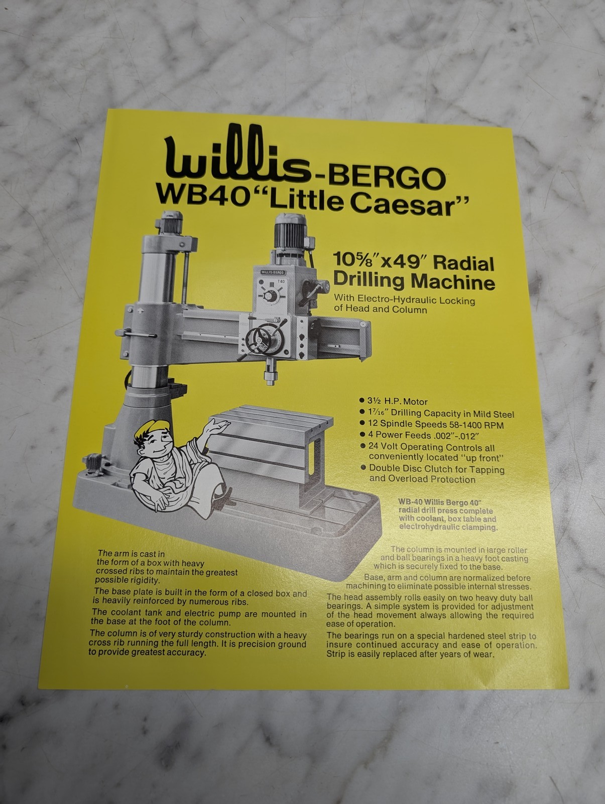Willis Bergo Wb40 Little Caesar Radial Drilling Machine Sales Brochure