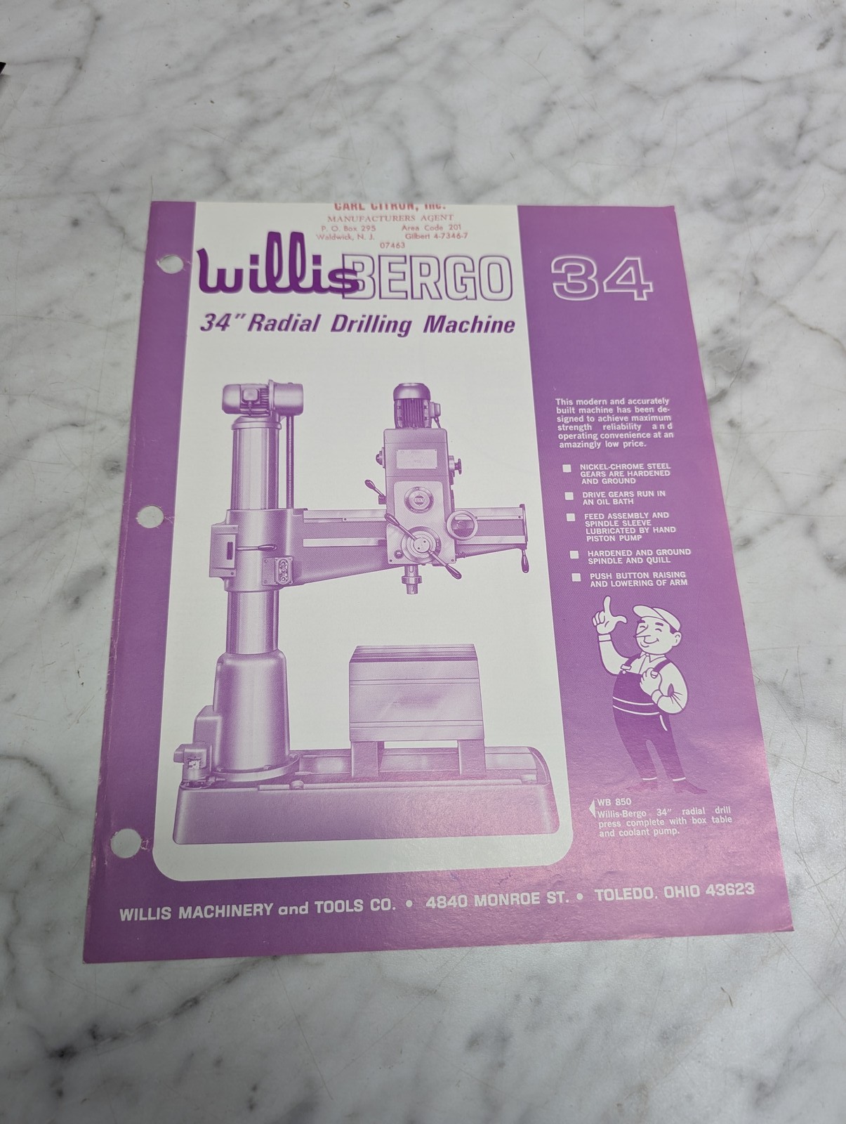 Willisbergo 34 Radial Drilling Machine Wb 850 Willis Tools Sales Brochure