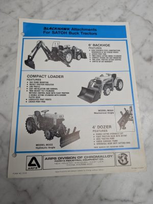 Arps Blackhawk Satoh Buck Tractors 6 Backhoe Compact Loader 4 Dozer Form No
