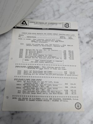 Arps Ariens Compact Tractors Price List Johnson Work Horse April 1 1978