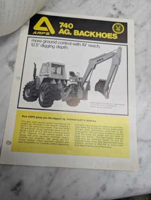 Arps 740 Ag Backhoes Model 742 743 Sales Brochure Catalog Literature Specs Info