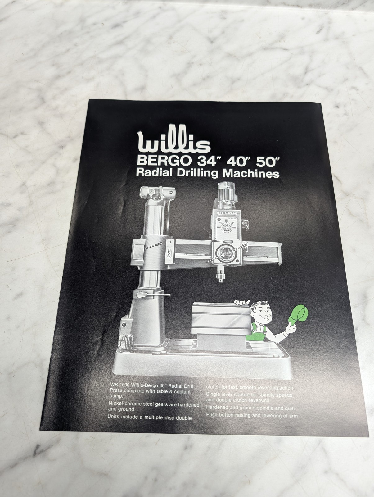 Willis Bergo 34" 40" 50" Radial Drilling Machines Wb-1000 Brochure Literature