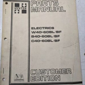 Hyster Parts List Book Manual Electrics W40-60Bl/Bf B40-60Bl/Bf C40-60Bl/Bf 1983