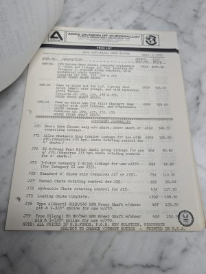 Arps Roto Fall Snow Blower Price List Sept 1 1975 Component Assemblies