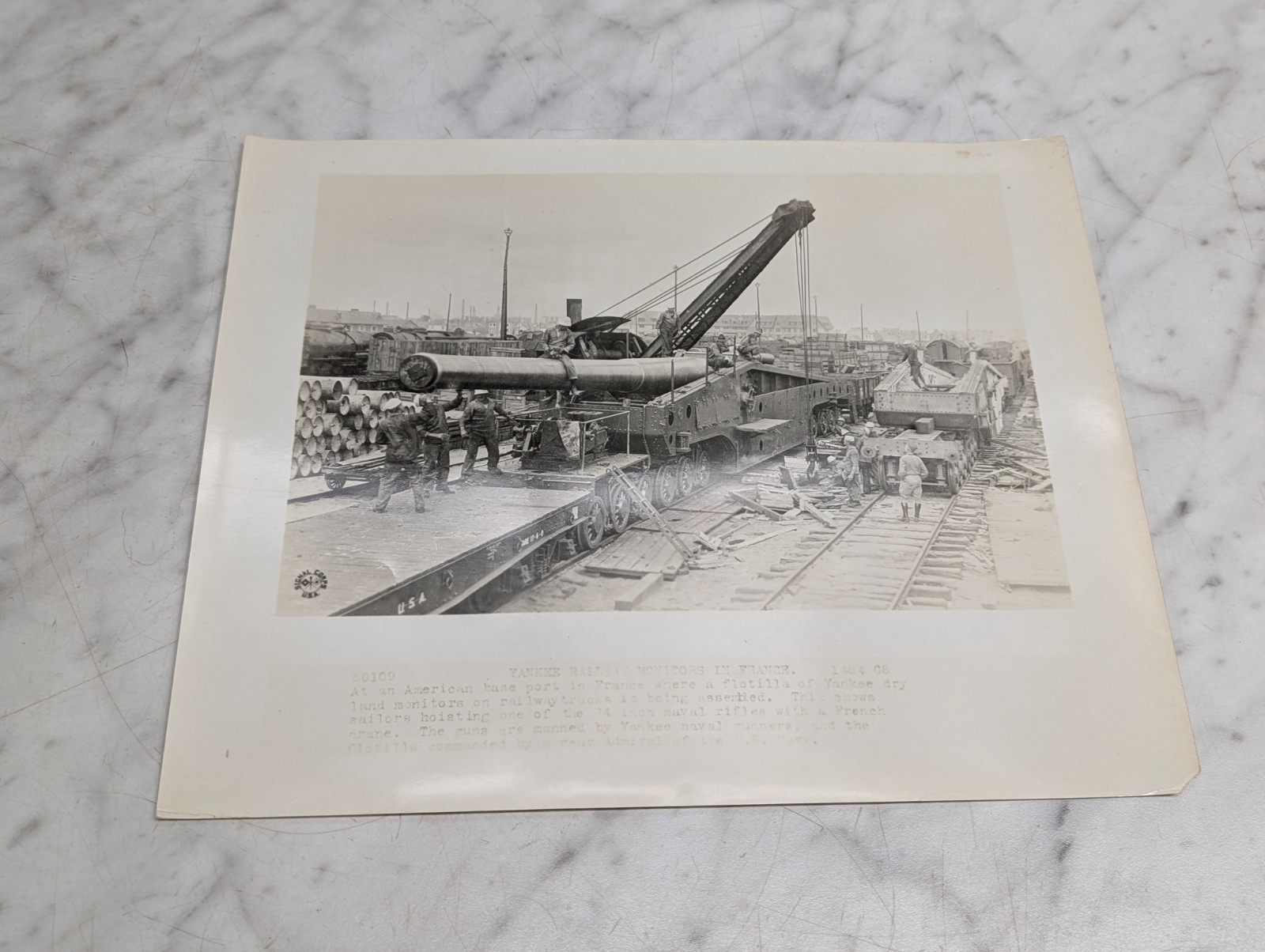 Yankee Railway Monitors France 14 Inch Naval Gun Rail Car Wwi Photo 50109 B&W