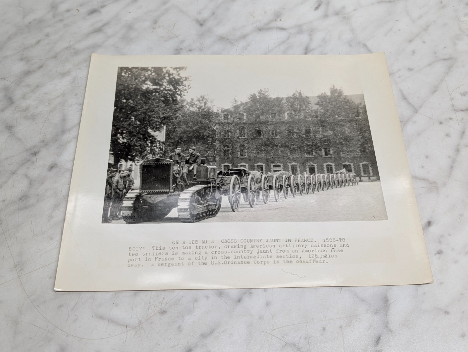 Us Army Ordnance Tractor France 125 Mile Cross Country Artillery Wwi Photo 50176