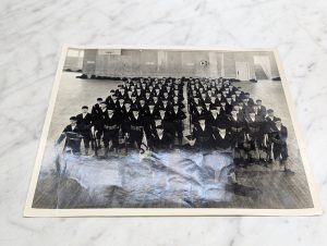 Wwi Us Navy Sailors Formation Drill Hall Group Vintage Military Photo B&W Image