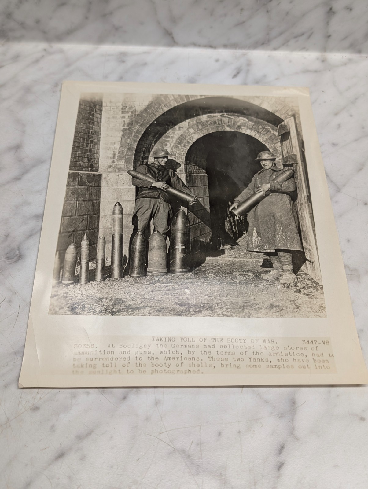 Wwi American Soldiers German Ammo Shells Boulogne France Vintage Photo