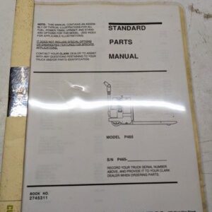 Clark Fork Lift Truck Standard Parts List Book Manual P465 1992 Shop Book