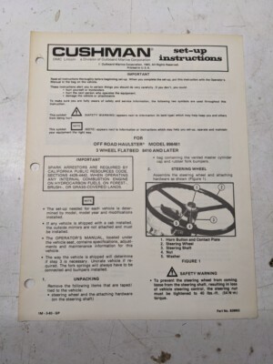 Cushman Set Up Instructions Manual Haulster Off Road 898461 8410 1983