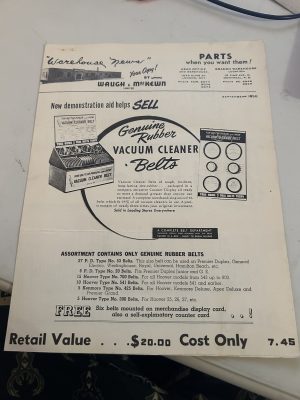 Waugh And Mackewn Genuine Rubber Vacumn Cleaner Belts Display Case