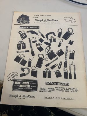 Waugh And Mackewn Motor Brushes Sales Brochure Price List Motor Parts