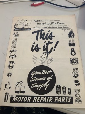 Waugh And Mackewn Motor Repair Parts List Price Sheet Atlas Lathes Saws