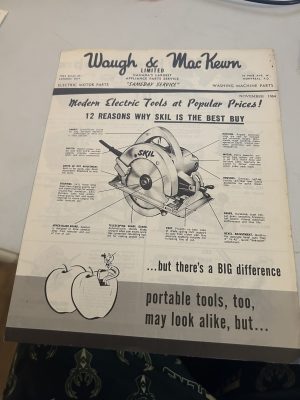 Waugh And Mackewn Electric Skil Saw Sales Brochure Belt Sanders Disc