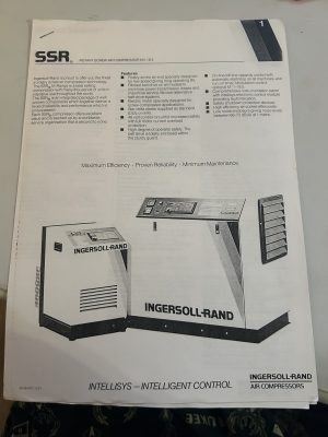 Ingersoll Rand Rotary Screw Air Compressor Sales Brochure And Accessory List