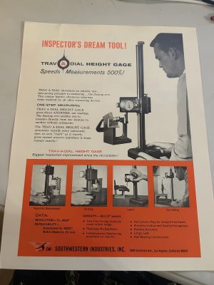 Travadial Height Gauge Southwestern Capacity 18 Movement Brochure Model Hg-1