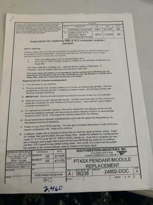 Southwestern Industries Pt4Sx Pendent Module Replacement Smx And Slx Computer
